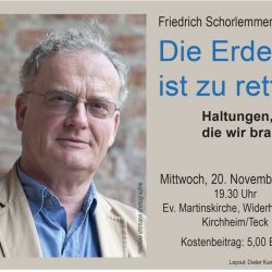 Friedrich Schorlemmer referiert: Die Erde ist zu retten - Haltungen, die wir brauchen
