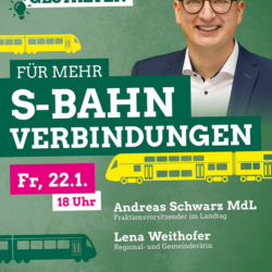Für mehr S-Bahn-Verbindungen - Veranstaltung mit MdL Andreas Schwarz und Lena Weithofer