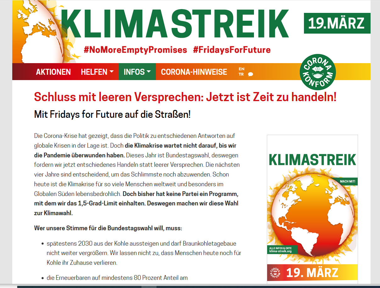 Fridays for future: Here we go again – globaler Klimastreik am 19. März 2021