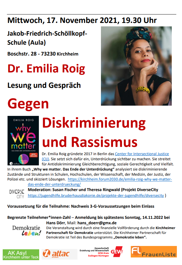 Dr. Emilia Roig: Gegen Diskriminierung und Rassismus - Lesung und Gespräch