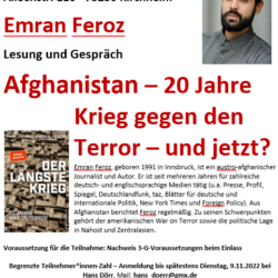 Emran Feroz: Afghanistan – 20 Jahre Krieg gegen den Terror – und jetzt? - Gespräch/Lesung