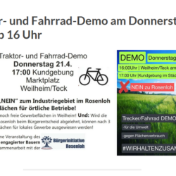 Demo in/um Weilheim: Bürgerinitiative NEIN zu Rosenloh