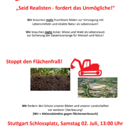 Demo/Kundgebung in Stuttgart: Stoppt den Flächenfraß!