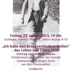 Tag des Gedenkens an die Opfer des Nationalsozialismus - Georg Elser: „Ich habe den Krieg verhindern wollen“