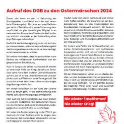 Ostermarsch 2024 - Der DGB ruft auf, informiert und diskutiert