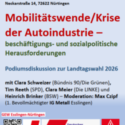 Mobilitätswende/Krise der Autoindustrie - beschäftigungs- und sozialpolitische Herausforderungen