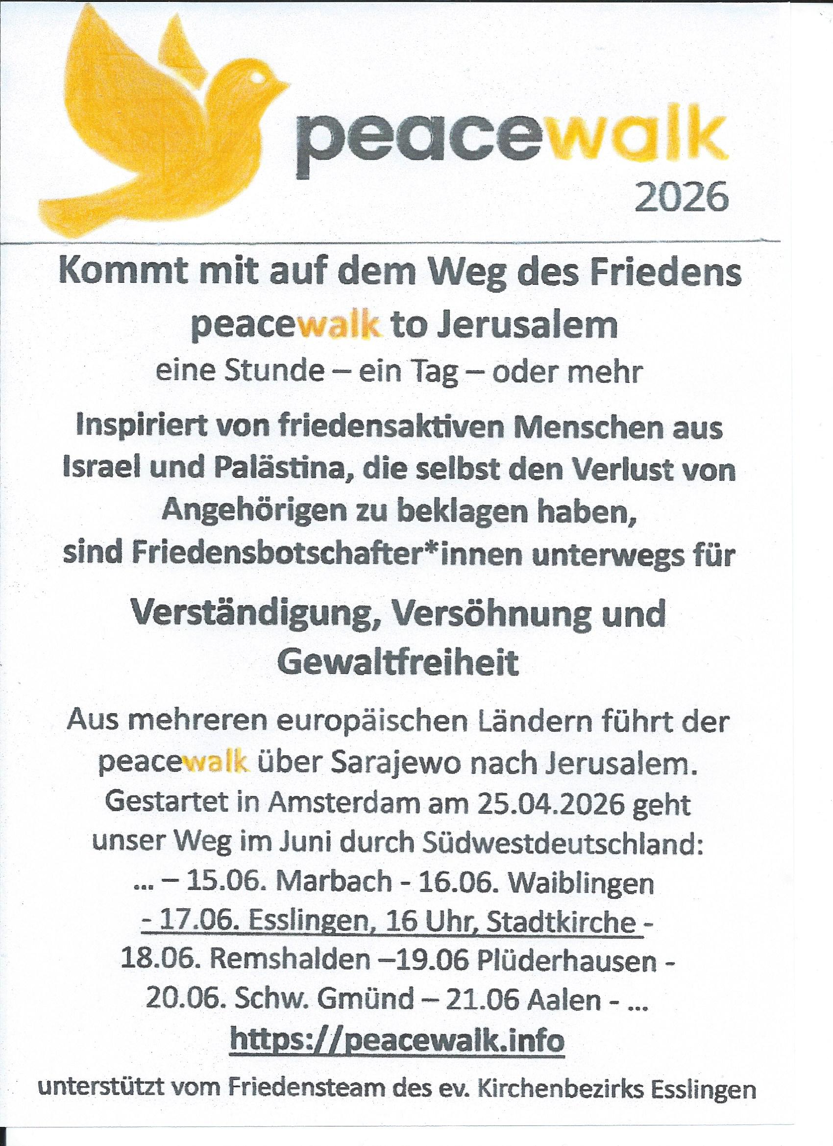 Der Peace-Walk kommt nach Esslingen