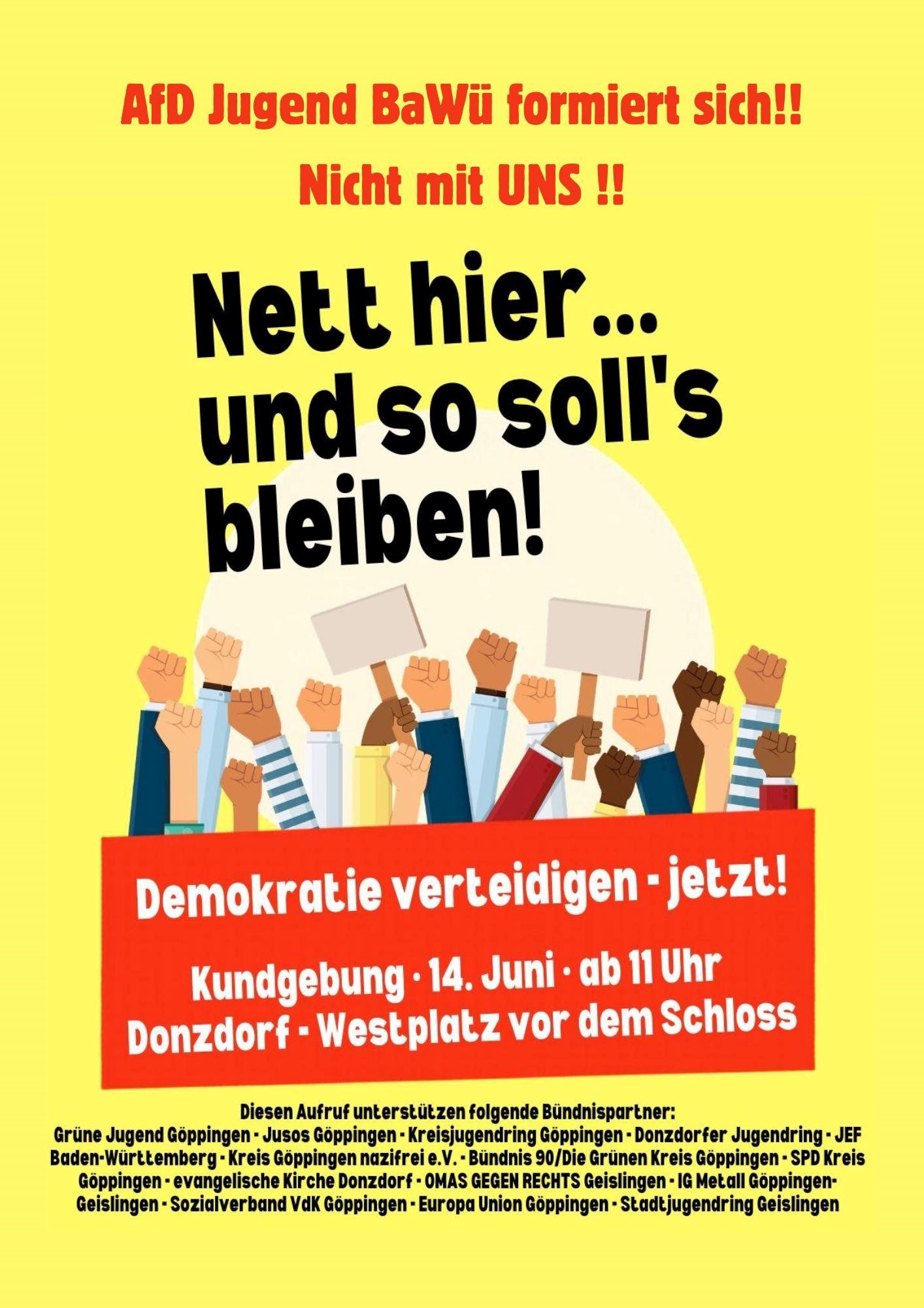 Protest gegen Gründung des AfD-Jugend-Landesverbands "Generation Deutschland" in Donzdorf