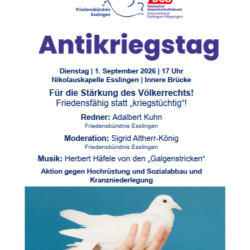 Antikriegstag 2026 - Aktion in Esslingen